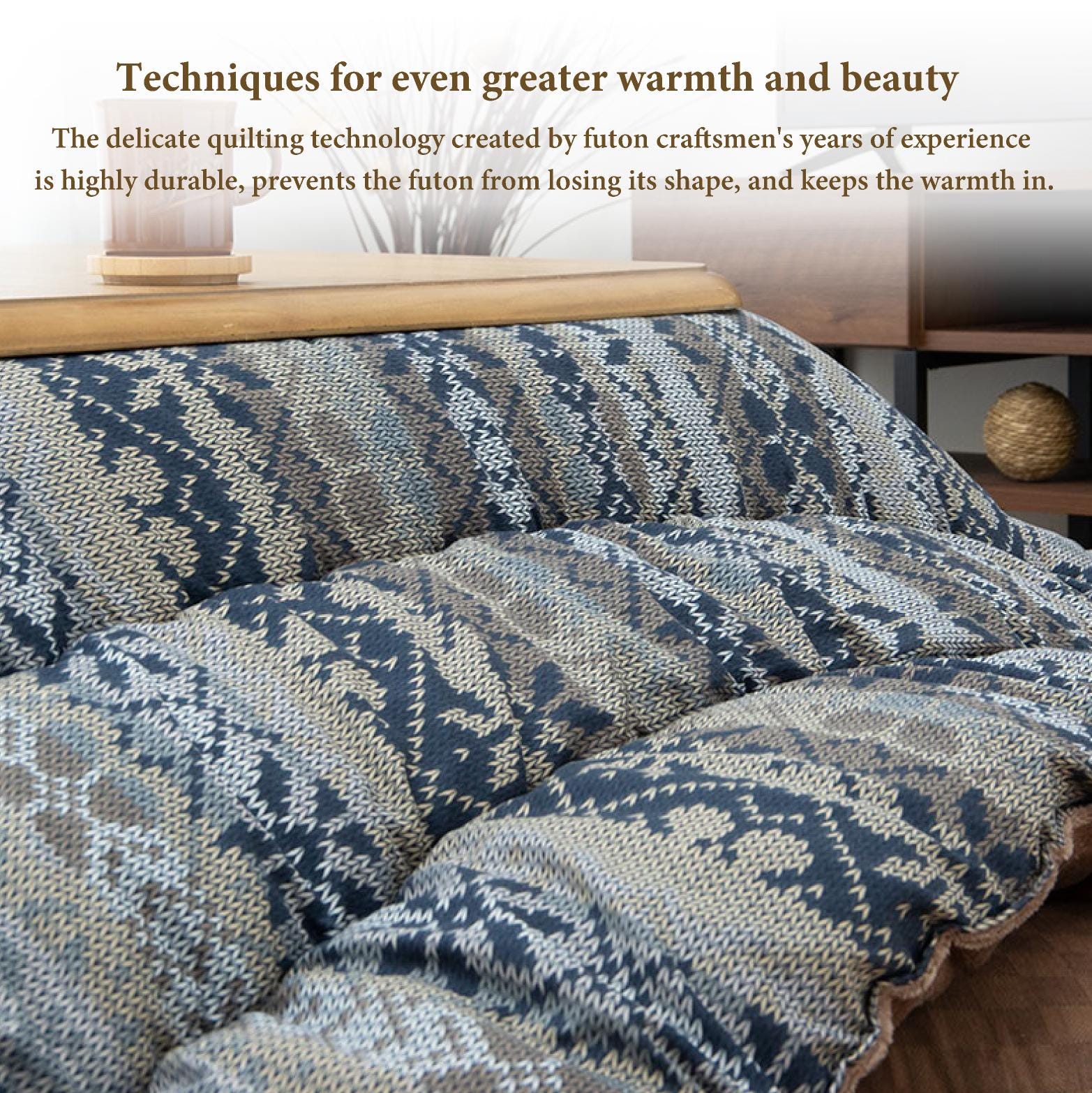 Kotatsu Futon Japanese Comforter Fluffy Blue Premium Cotton Kotatsu Futon Japanese Comforter Fluffy Blue Premium Cotton