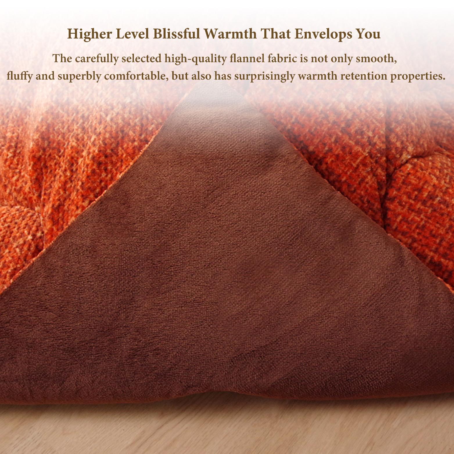 Kotatsu Futon Washable Japanese Comforter Fluffy Orange Cotton