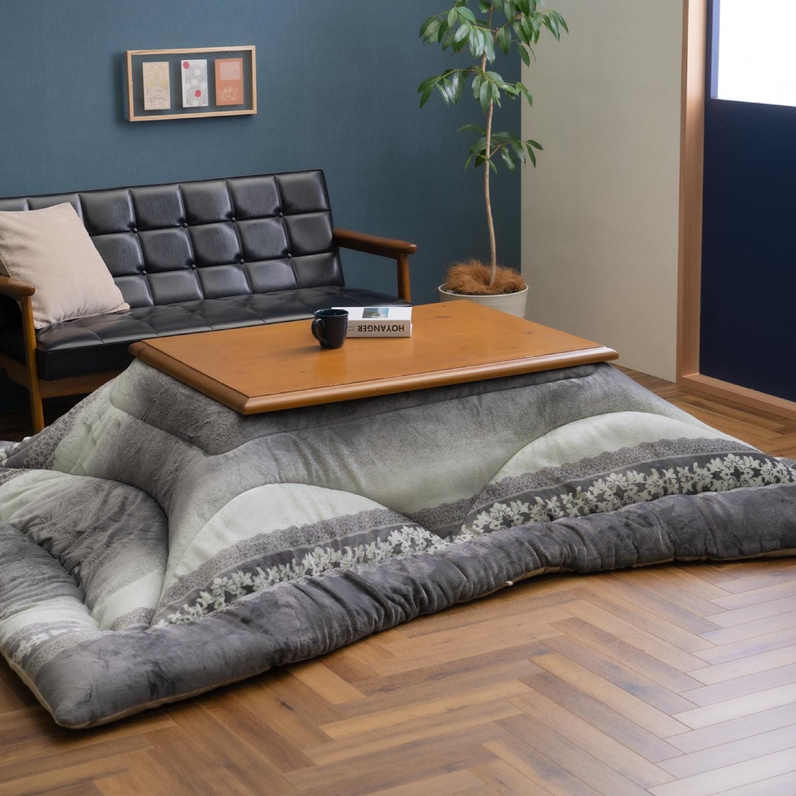 Kotatsu Futon Japanese Comforter Fluffy Gray Premium Cotton