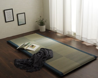 Tatami nap mat, 100% Japanese rush grass, 90×200cm Fluffy Foldable Sleeping mat Blue Traditional, National Material, Japanese Craftsman 1372