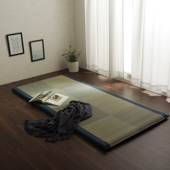 Tatami Japonais Pliable En Herbe Naturelle 90x200x3.5 Cm - Pour Méditation, Yoga, Sommeil Au Sol