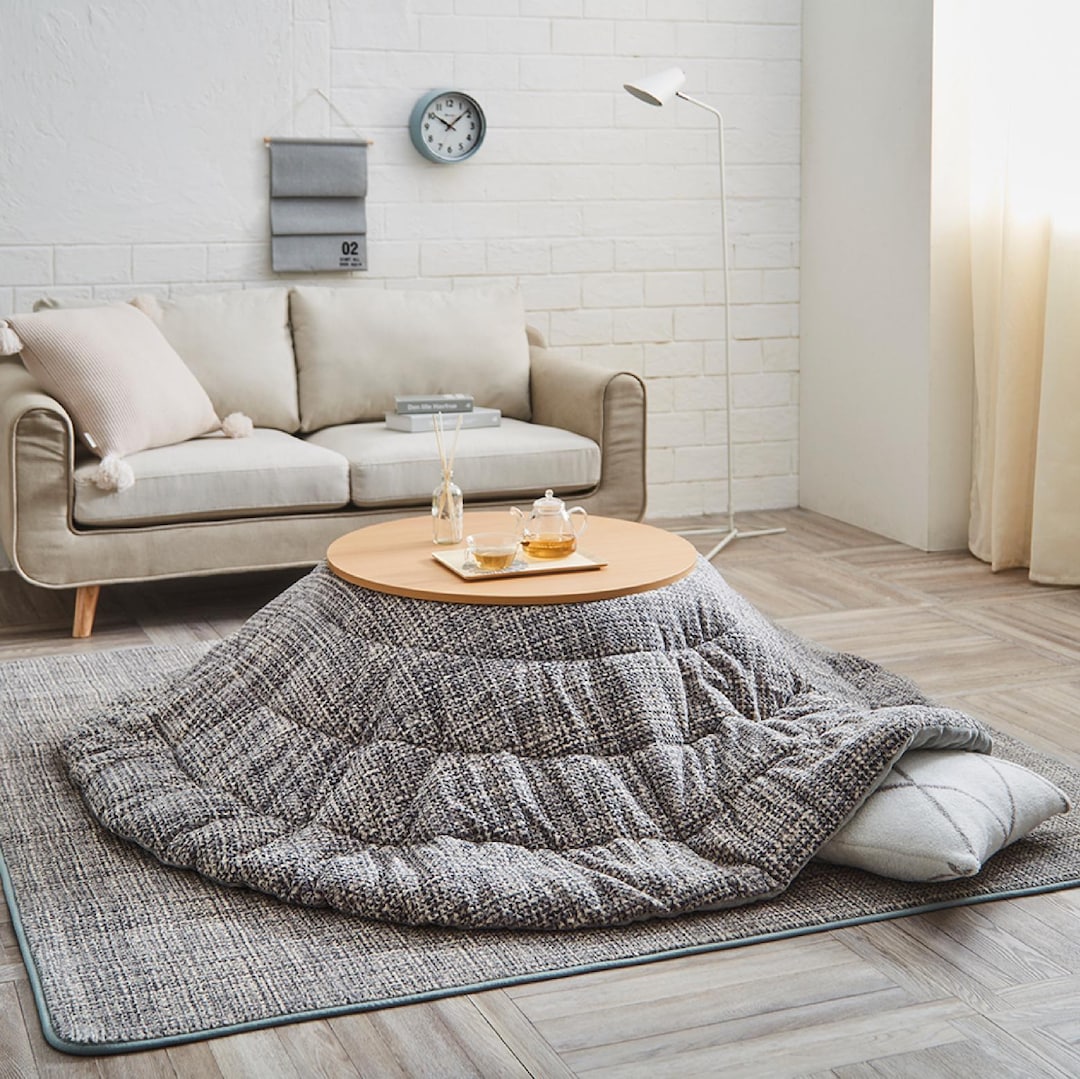 Kotatsu Futon Washable Japanese Comforter Fluffy Gray Cotton