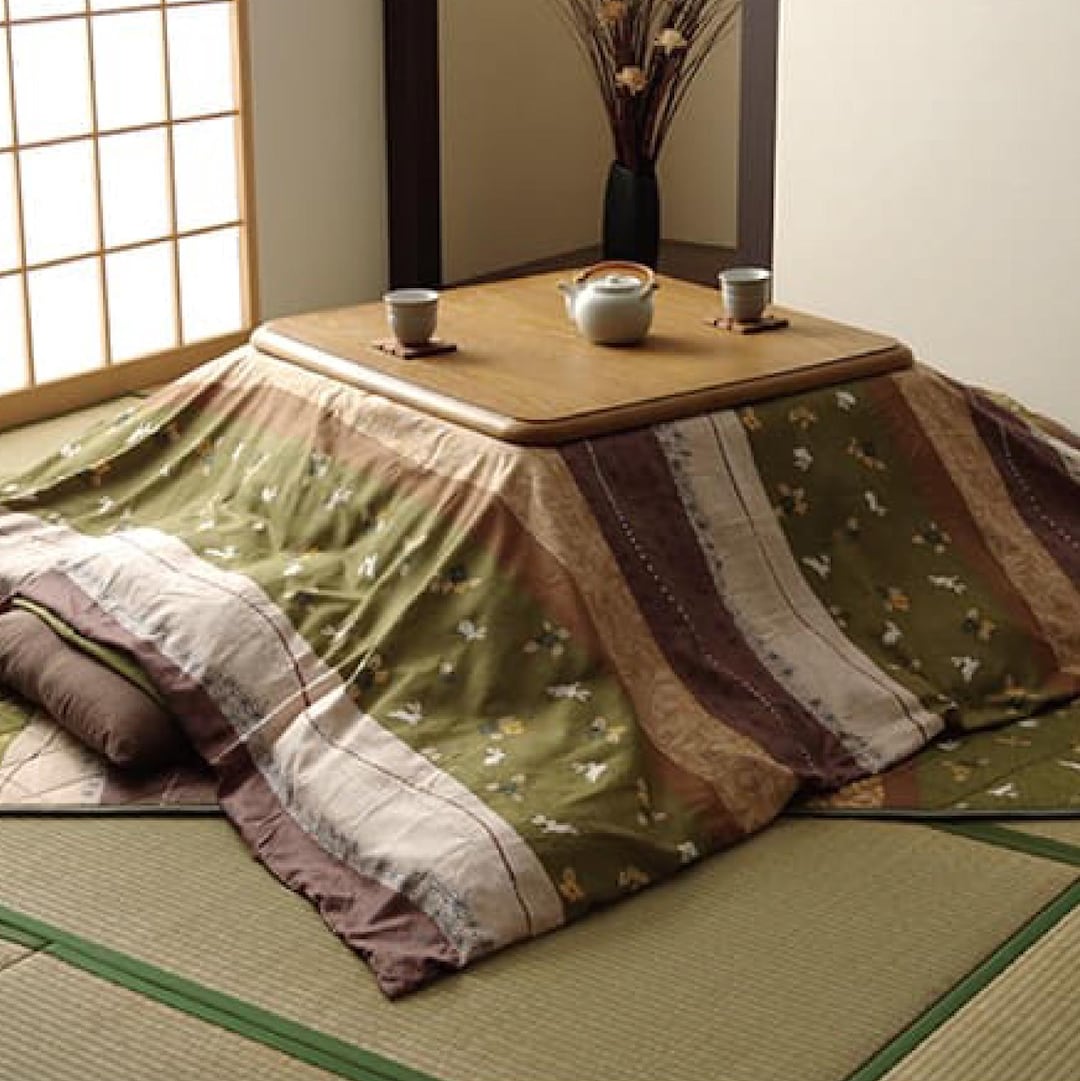 Cover for Kotatsu Futon, Washable, Japanese Comforter, Green Quilt ...