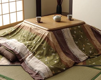 Cover for Kotatsu Futon, Washable, Japanese Comforter, Green Quilt Cover Blanket Table Square Rectangle, Futon Craftsman Made in Japan 1437