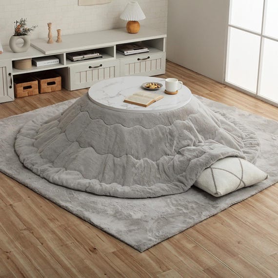 Kotatsu Futon Japanese Comforter Fluffy Gray Cotton Flannel