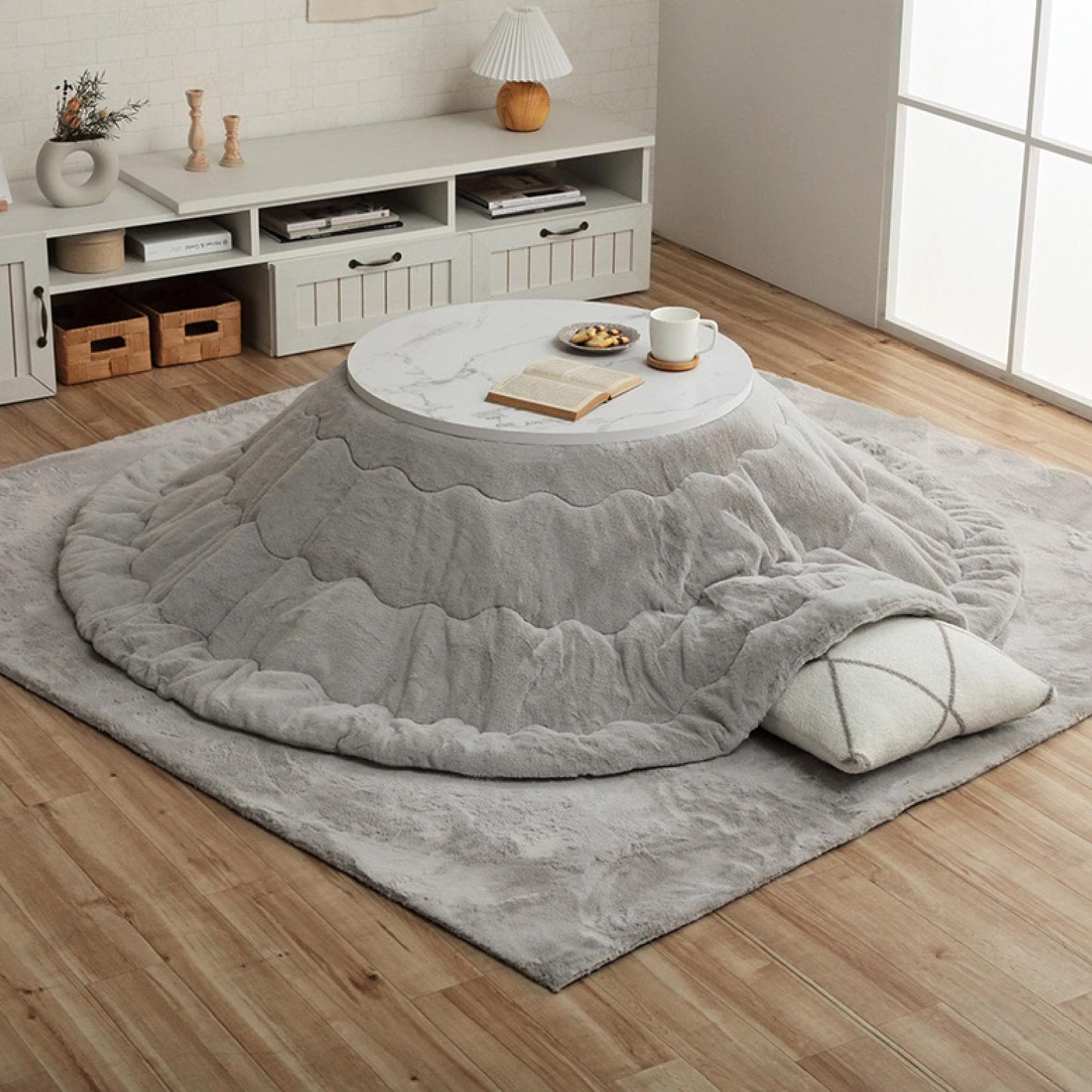 Kotatsu Futon Japanese Comforter Fluffy Gray Cotton Flannel
