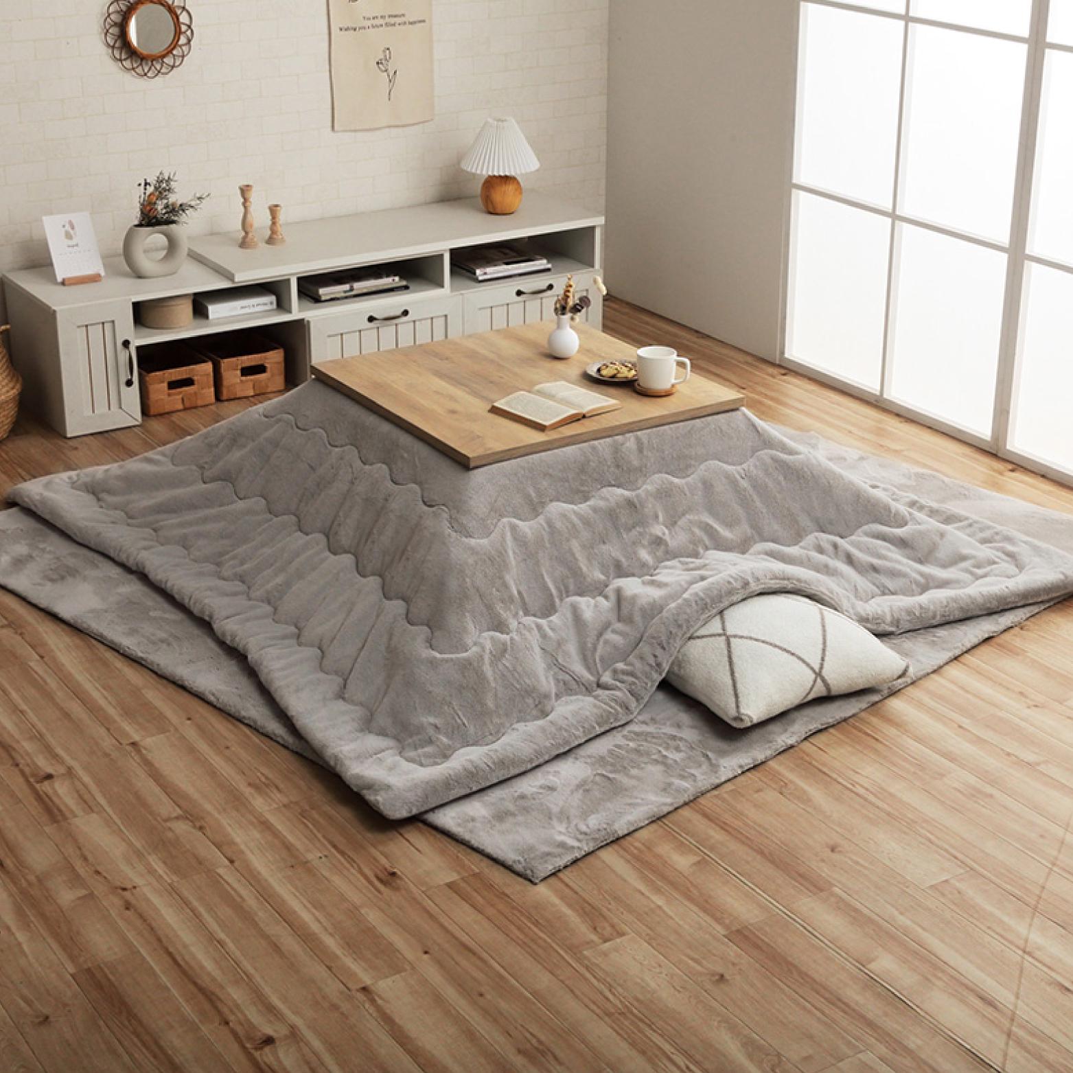Kotatsu Futon Japanese Comforter Fluffy Gray Cotton Flannel
