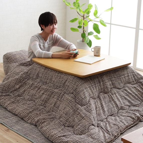 Kotatsu Futon Washable Japanese Comforter Fluffy Gray Cotton