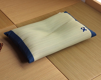 Tatami Pillow Japanese rush grass, Igusa, 50x30cm Blue Green Traditional Sleeping mat Natural Material, Craftsman, Made in Japan 2430