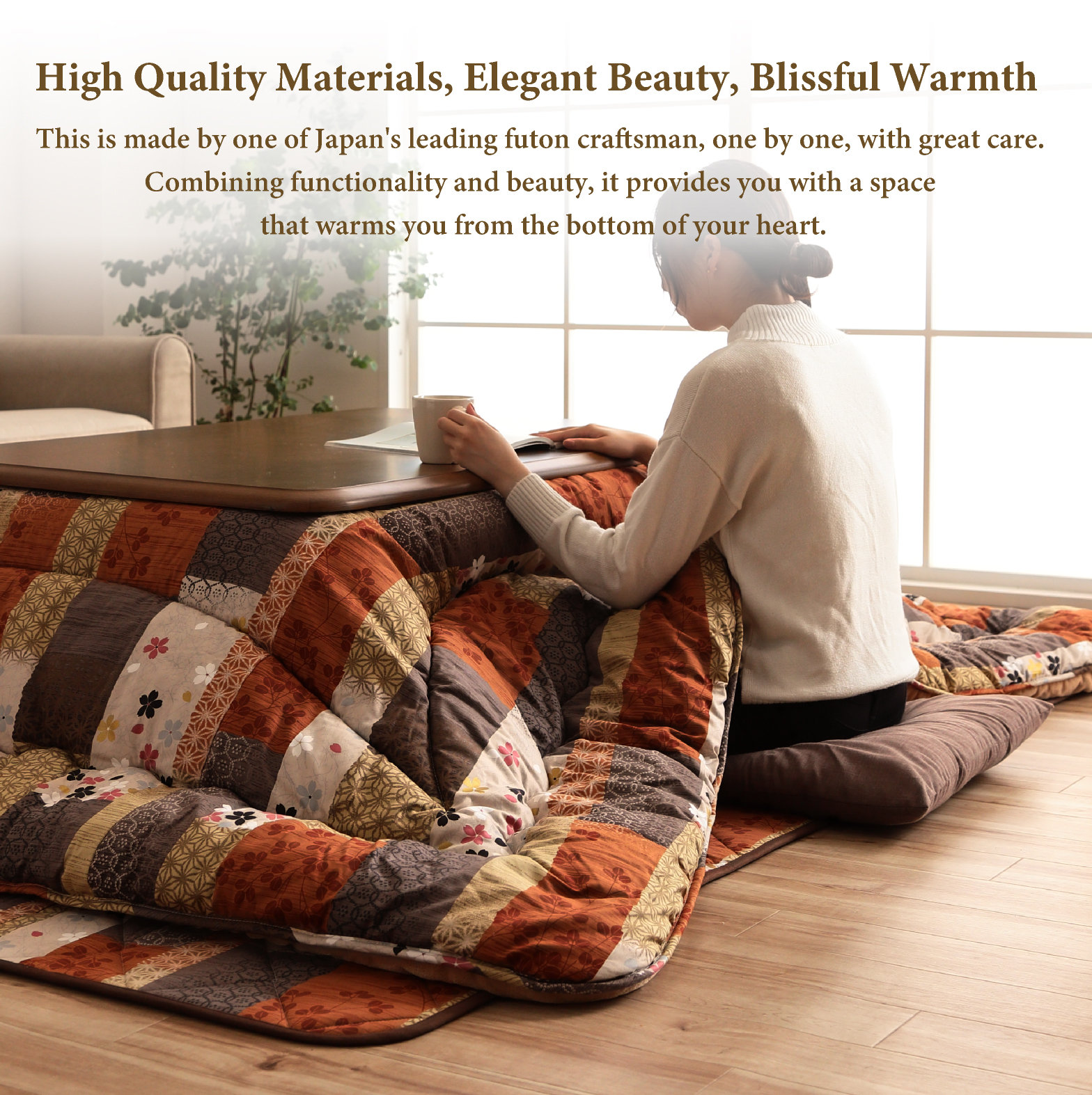 Kotatsu Futon Comforter - Motif Cokelat Tradisional