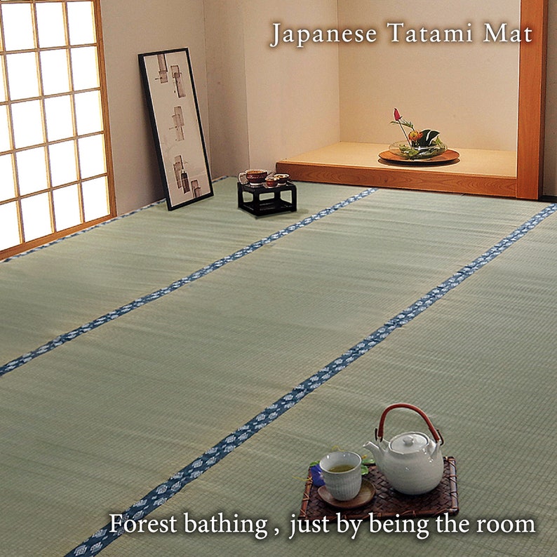 Tatami mat 100% Japanese rush grass, Area rug Goza Igusa, Traditional Sleeping mat, Yoga Zen Natural Material, Craftsman, Made in Japan 1111 image 2