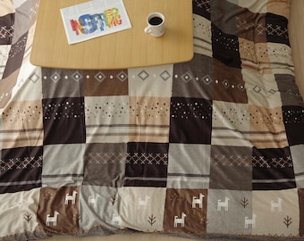 Cover for Kotatsu Futon, Washable, Japanese Comforter, Brown Quilt Cover Blanket Table Square Rectangle, Futon Craftsman Made in Japan 1419