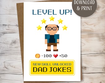 Funny Dad Greeting Card w/ Envelope, printable template, instant download, JPEG format, 5x7”