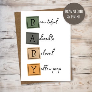Divertente biglietto d'auguri per bambini con busta, modello stampabile, download istantaneo, formato JPEG, 5x7"
