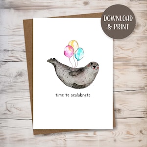 Divertente biglietto d'auguri di compleanno con busta, modello stampabile, download istantaneo, formato JPEG, 5x7"