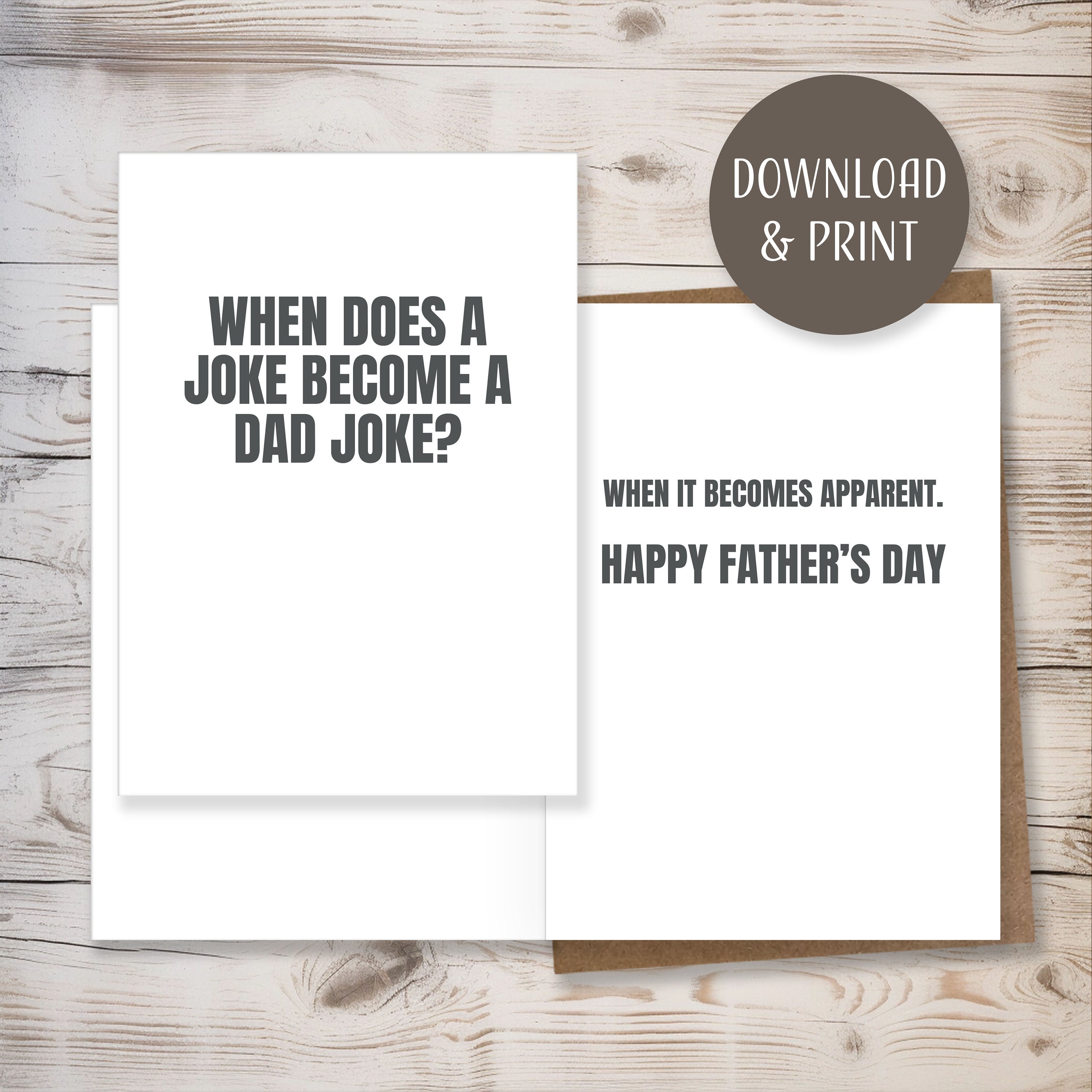 Dad Greeting Card with Inside Message & Envelope, printable template, instant download, JPEG format, 5x7”