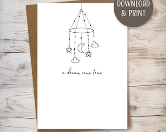 Baby Greeting Card w/ Envelope, printable template, instant download, JPEG format, 5x7”