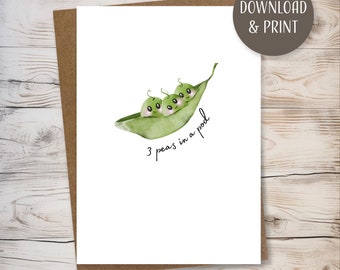 Baby Greeting Card w/ Envelope, printable template, instant download, JPEG format, 5x7”