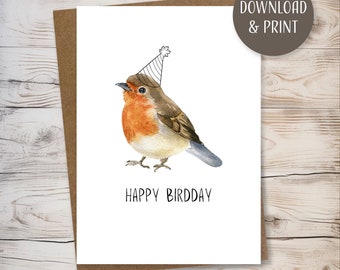 Funny Birthday Greeting Card w/ Envelope, printable template, instant download, JPEG format, 5x7”