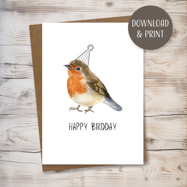 Funny Birthday Greeting Card w/ Envelope, printable template, instant download, JPEG format, 5x7”