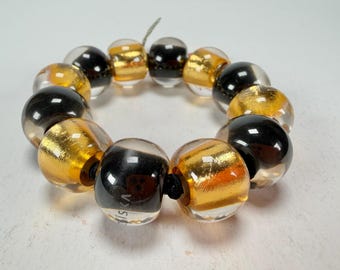 Zsiska - Radiance Gold & Black Large Resin Bracelet
