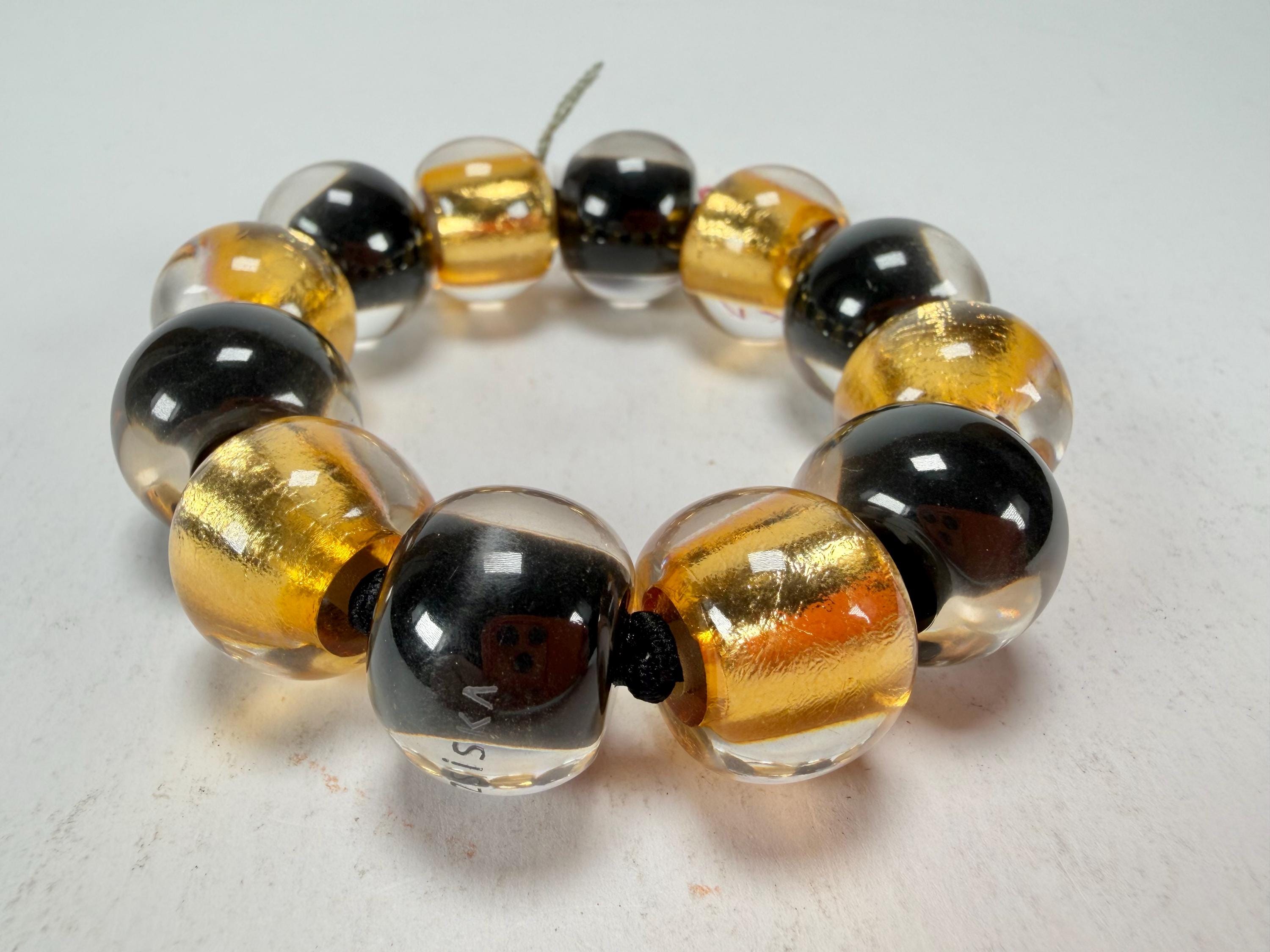 Zsiska - Radiance Gold & Black Large Resin Bracelet