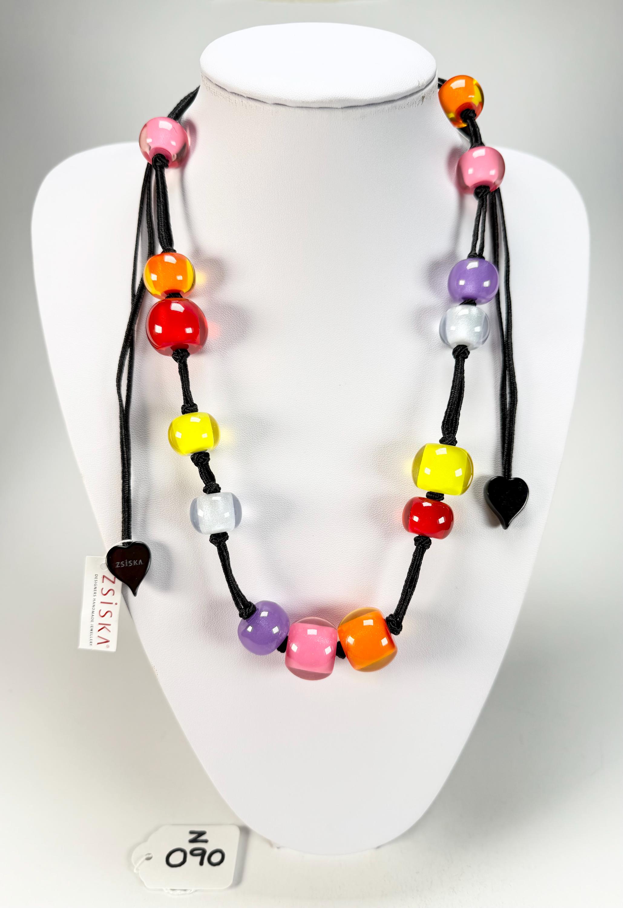 Zsiska - Colourful Beads 14 Medium Bead Spectrum Resin Necklace