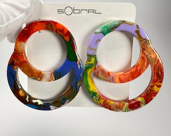 Sobral - Multi-Colour &quot;Feininger Efeitos&quot; Resin Earrings ( 004894 )
