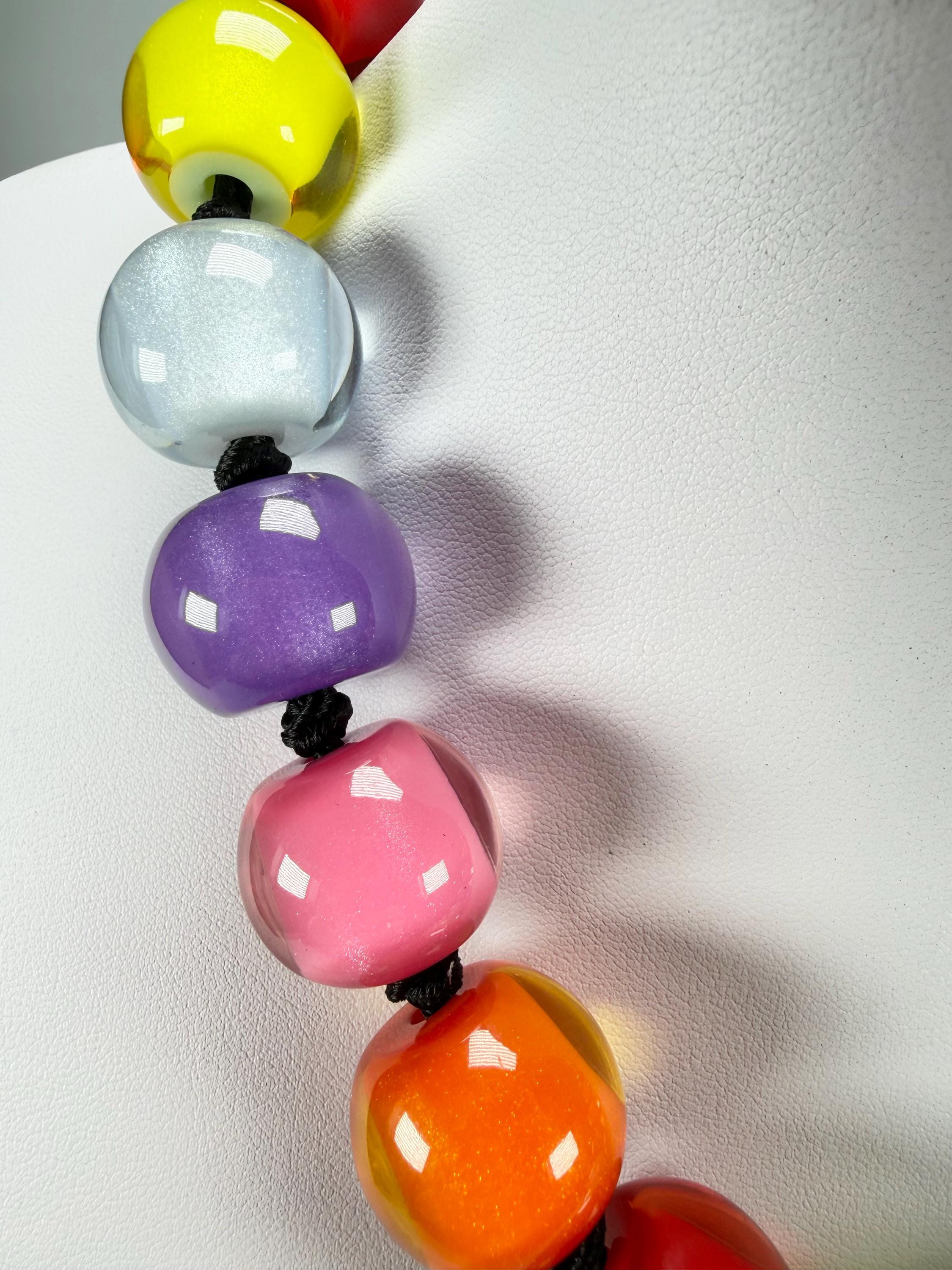 Zsiska - Colourful Beads 20 Bead Spectrum Resin Necklace