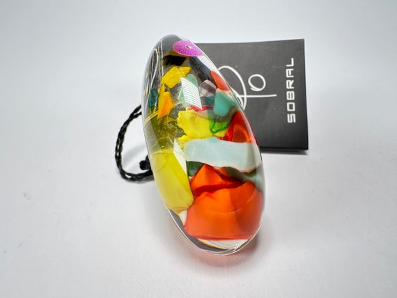 Bague Chevalière En Résine Multicolore - Jackie Brazil Sobral N°2 - Taille 55/56 - Occasion Très Bon État
