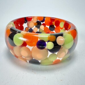 Jackie Brazil "Petit Balls" Spots Solid Round Resin 3.4cm Bangle ( B2520 )