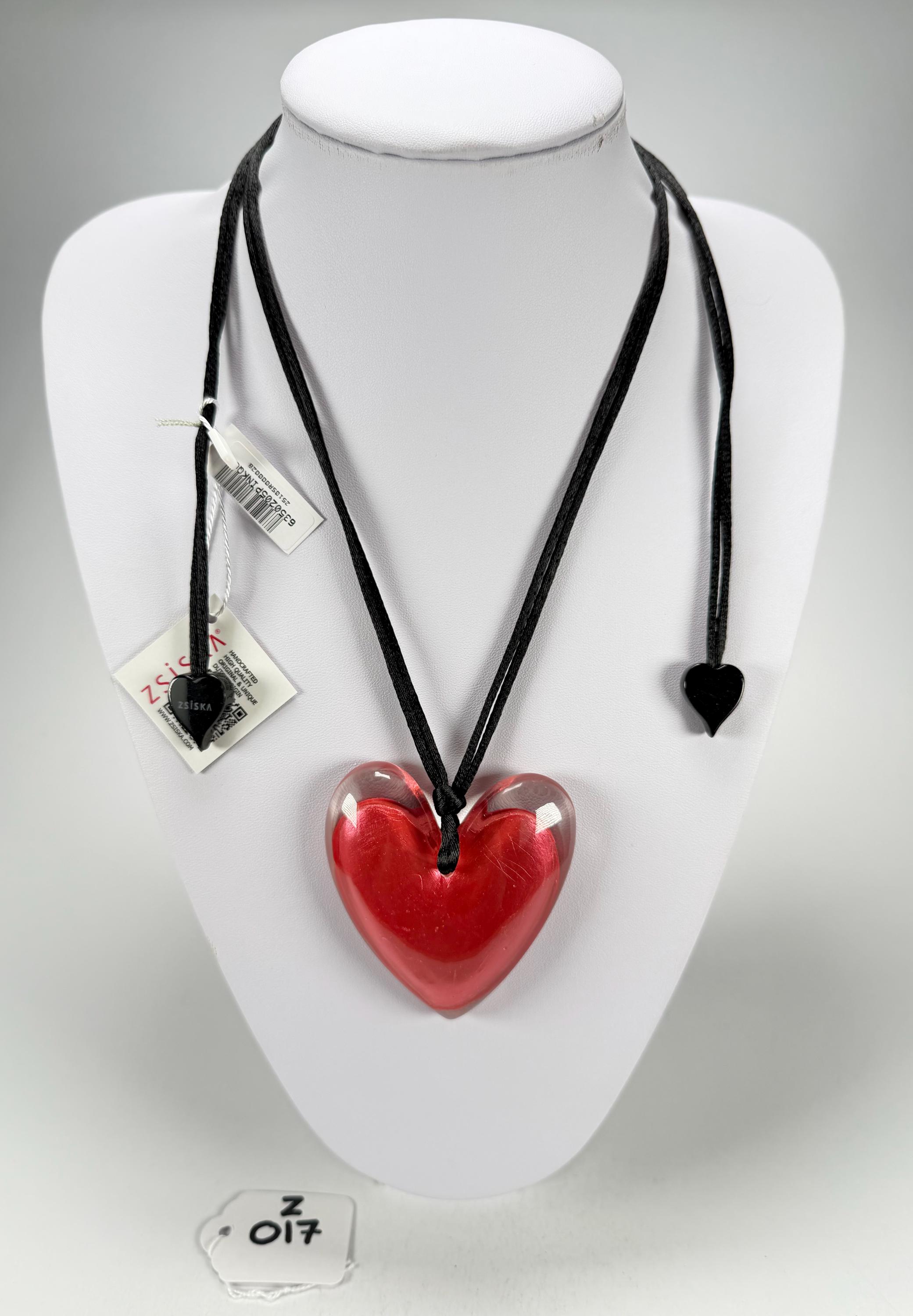 Zsiska - Luxus Pink Heart Pendant Resin Necklace ( 6350205PINKQ00