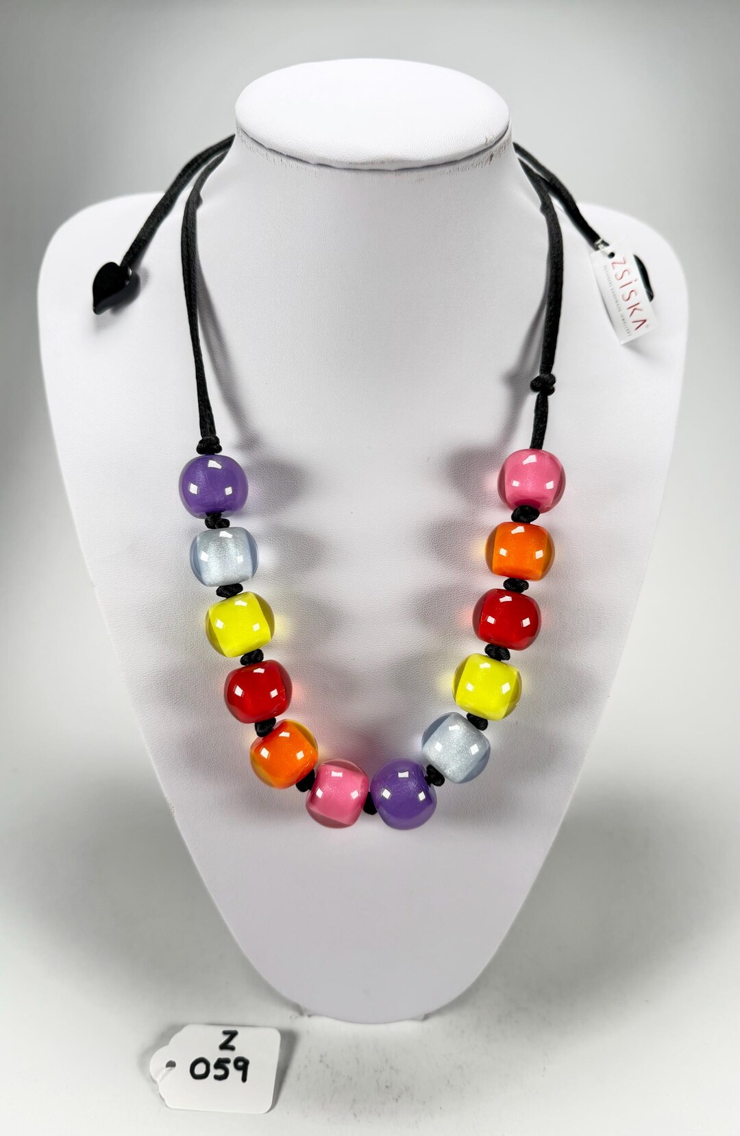 Zsiska - Colourful Beads 12 Bead Spectrum Resin Necklace ...