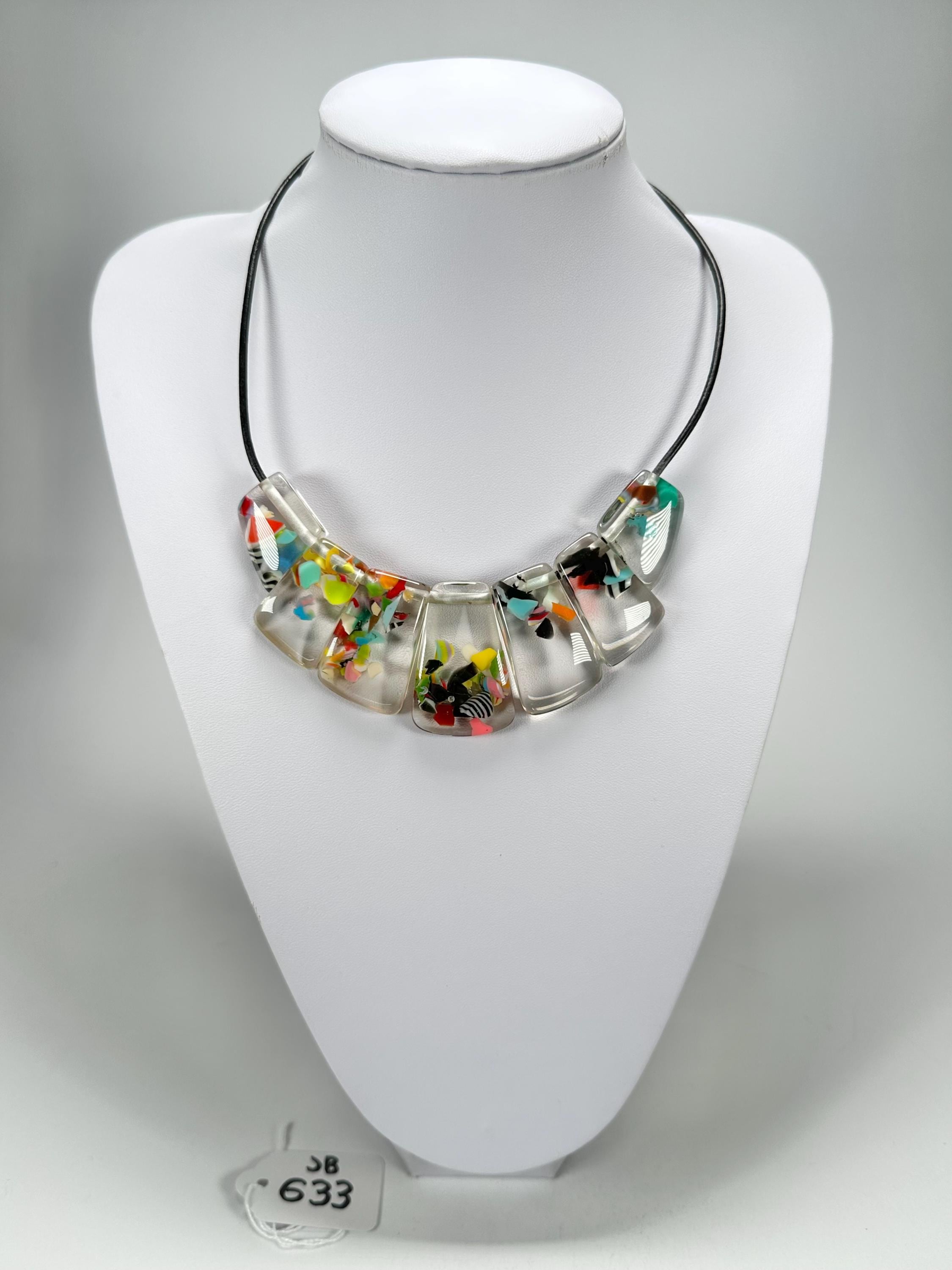 Jackie Brazil "Bella" Cascade 7 Piece On Leather Cord Choker Necklace ( N0035 )