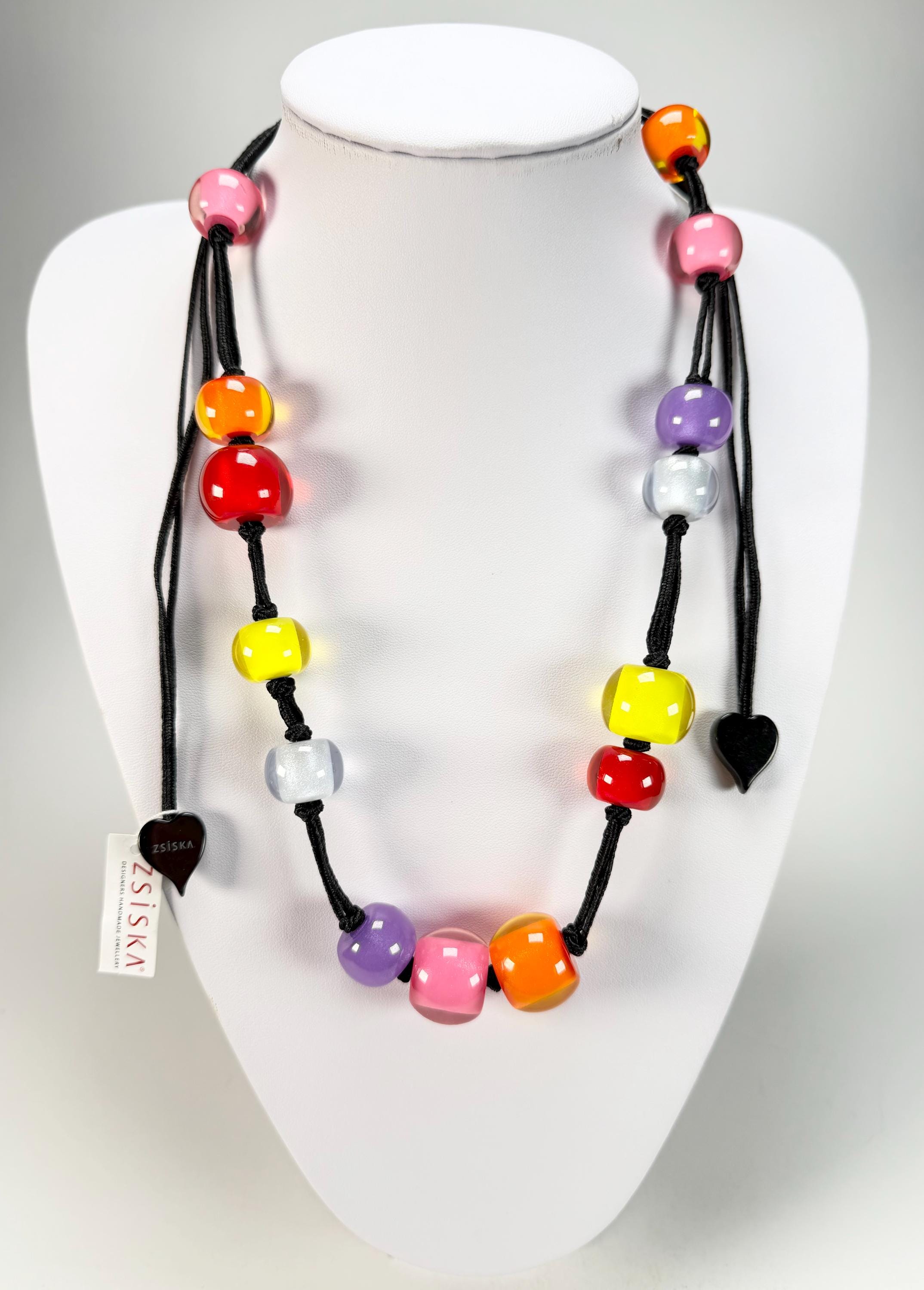 Zsiska - Colourful Beads 14 Medium Bead Spectrum Resin Necklace