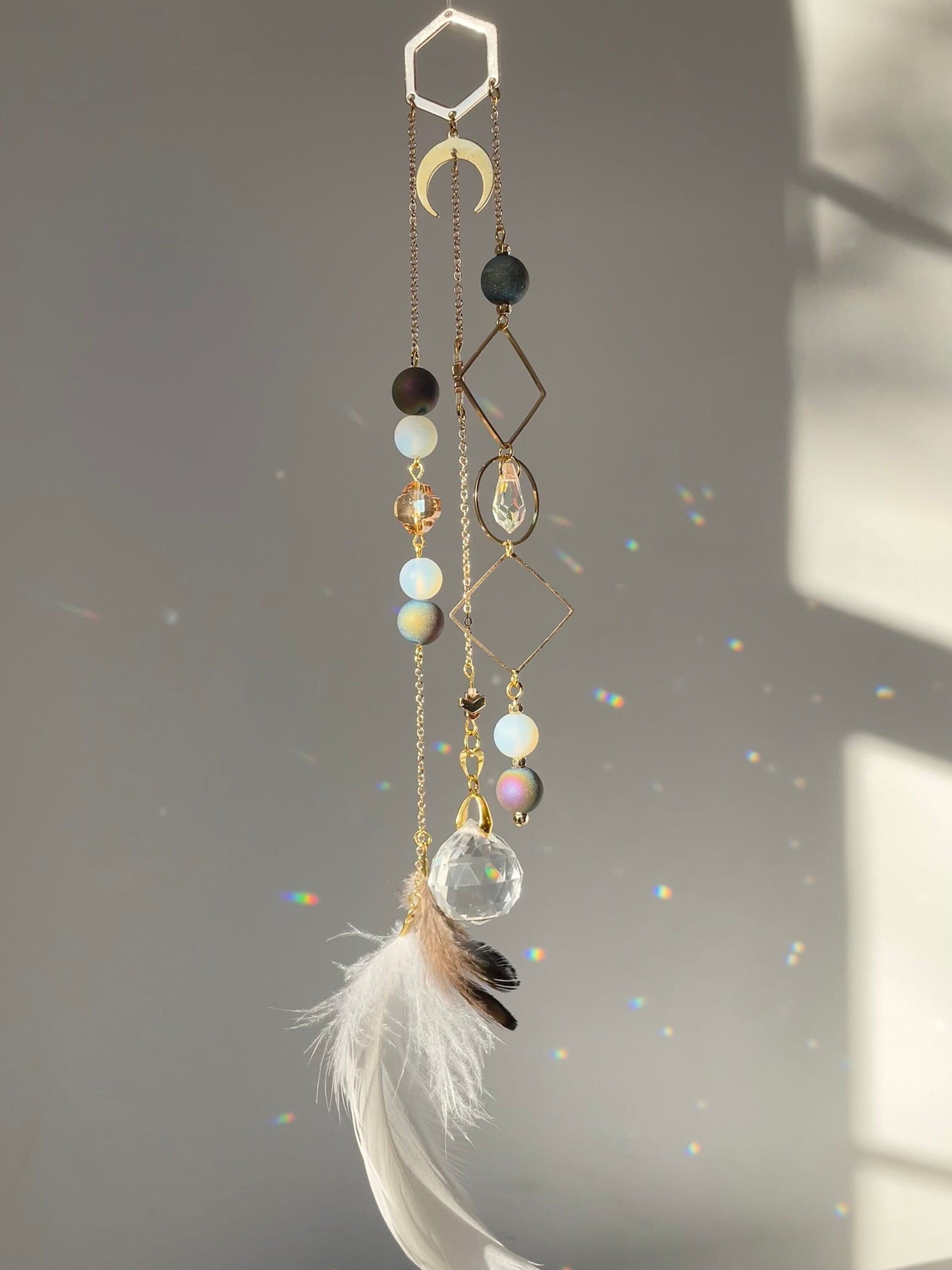 Crystal Prism Suncatcher | Valentine's Gift | Boho Decor | Window Hanging | Rainbow Prism | Crystal Magic | Beaded Decoration | Hippie Chic