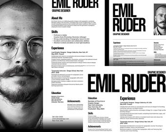 Resume Template for Graphic Designers and Creatives | Minimalist Swiss Design (Editable in Canva)