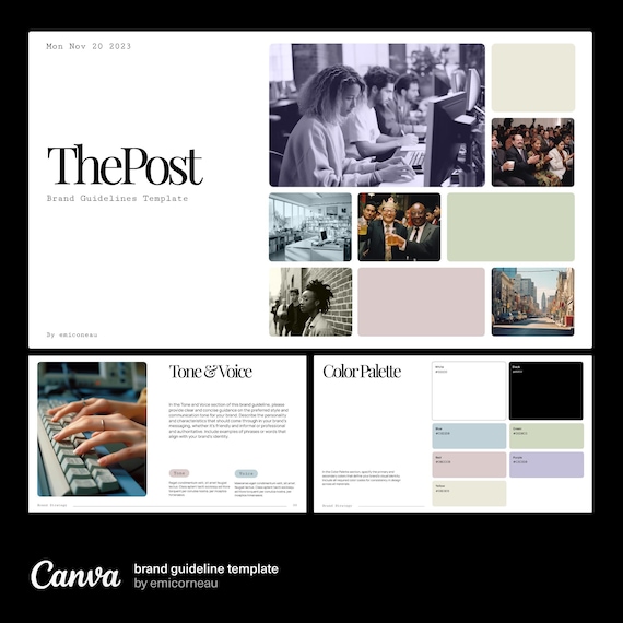 Editorial Brand Guidelines Template for Canva | Pastel Style Guide, Brand Book & Strategy