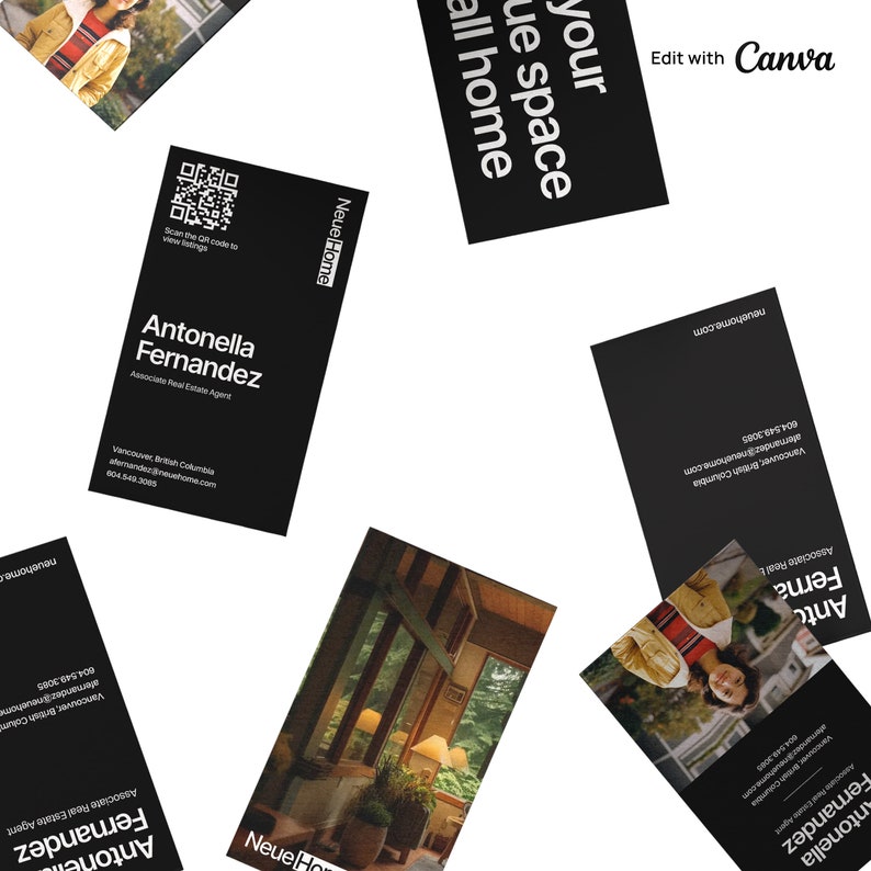 Canva Real Estate Business Cards Easily Printable Customizable