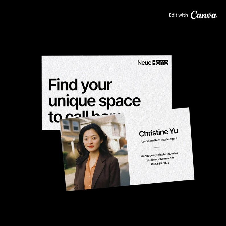 Canva Real Estate Business Cards Easily Printable Customizable