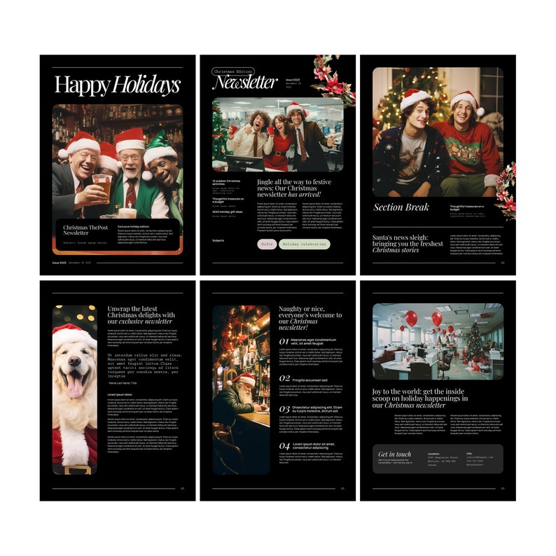 Christmas Newsletter Template | Retro Holiday Design (editable in Canva ...