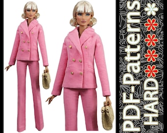 PDF Pattern(no instructions) Double-breasted jacket micro corduroy for 11 1/2″ (29 cm) fashion doll 1/6 scale by Elenpriv