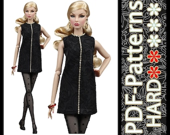 PDF Pattern Short jacquard dress with rhinestones for 11 1/2″ (29 cm) doll no instructions by Elenpriv