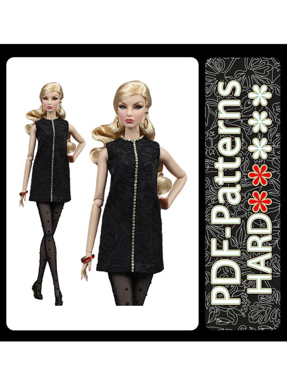 PDF Pattern Short jacquard dress with rhinestones for 11 1/2″ (29 cm) doll no instructions by Elenpriv