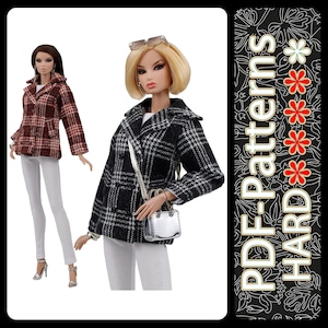 PDF Pattern by Elenpriv of peacoat 11 1/2″ (29 cm) Poppy Parker doll or similar body size (no instructions)