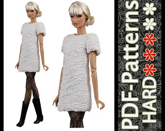 PDF Pattern(no instructions) Jacquard A-line dress for 11 1/2″ (29 cm) fashion doll 1/6 scale by Elenpriv