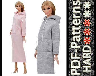 Hoodie Dress PDF Pattern for 11.5" Poppy Parker Doll(no instructions)