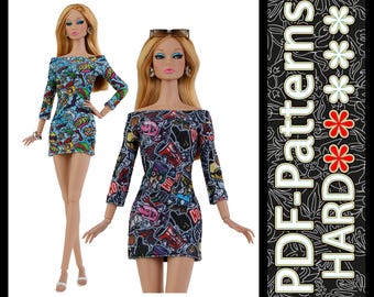 PDF Schnittmuster Sommerliches Mini-Kleid für 29 cm große Puppe ohne Anleitung von Elenpriv