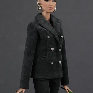 PDFパターン（説明書なし）11 1/2インチ（29cm）ファッションドール用マイクロコーデュロイダブルブレストジャケット（Elenpriv製） 画像 13