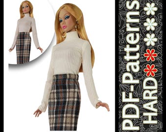 Patron PDF (pas d'instructions) Col roulé pour poupée mannequin de 11 1/2 po. (29 cm) à l'échelle 1/6 par Elenpriv
